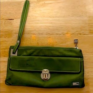 Green leather clutch